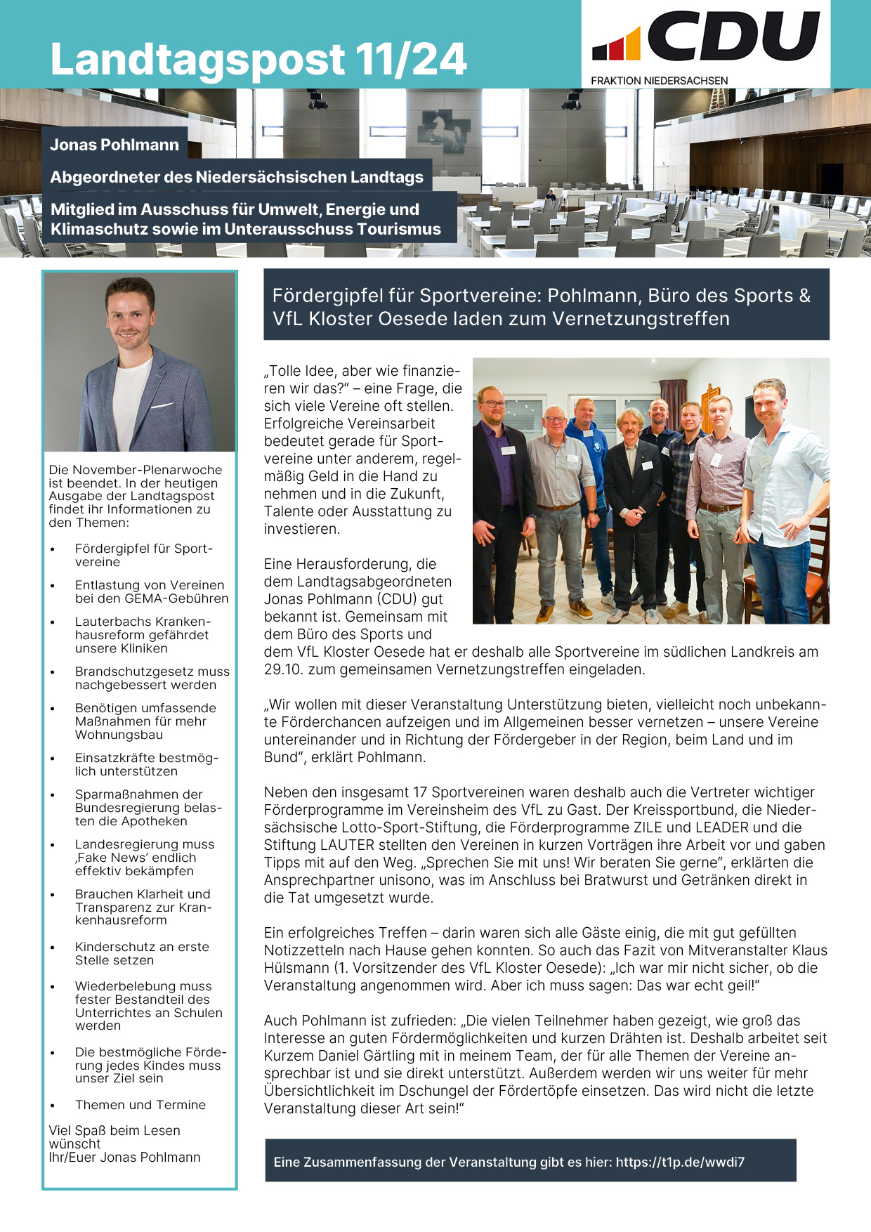 Aktuelle Ausgabe der Landtagspost